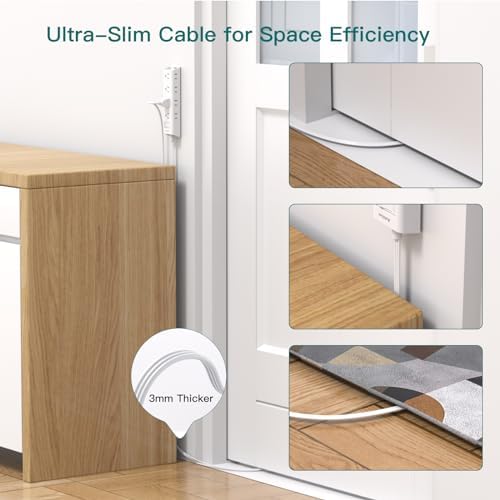 Ultra-Thin Flat Plug Power Strip with 12 AC Outlets – Addtam 5-Ft Surge Protector for Desk and Wall Mount – Multi-Device Charging Station for Home and Office – 1050 Joules Protection, Space-Saving Design for Tidy Workspaces and Enhanced Connectivity