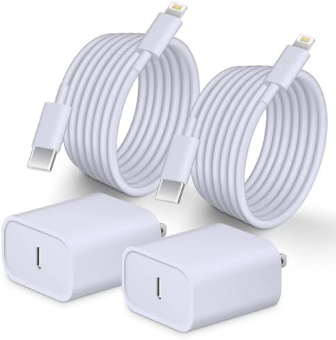 Ultimate Fast Charging Solution for i Phone: MFi Certified 10 FT Type C Charger 2-Pack with 20 W USB-C Power Adapter – Optimal Compatibility for i Phone 14, 13, 12, 11, XS, XR, X & 8 Plus – Experience Unmatched Speed and Durability for All Your Charging Needs