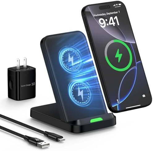Elevate Your Charging Game: Fast 15 W Wireless Charger Pad for Moto G Power 5 G (2024/2025) & Moto G Stylus 5 G – Sleek Android Charging Stand with 18 W Adapter for Samsung S24/S23/S25+ – Enhanced Compatibility & Safety Features