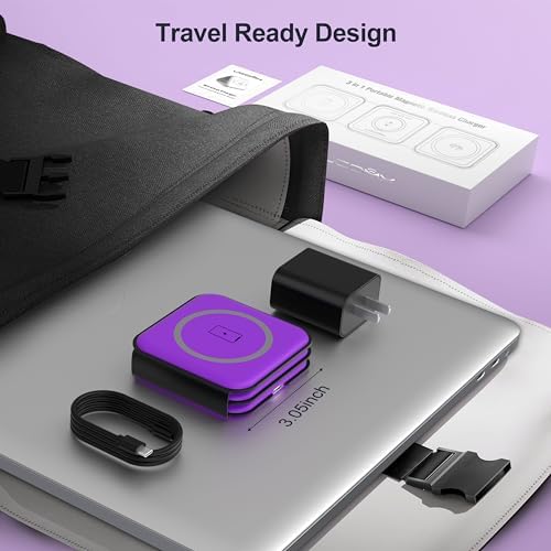 UCOMX Foldable 3-in-1 Wireless Charging Station: Ultimate Travel Charger for i Phone 12-16 Pro Max, Apple Watch Series 3-Ultra, and Air Pods Pro – Rapid Nano Technology for Fast, Safe Charging & Clutter-Free Convenience