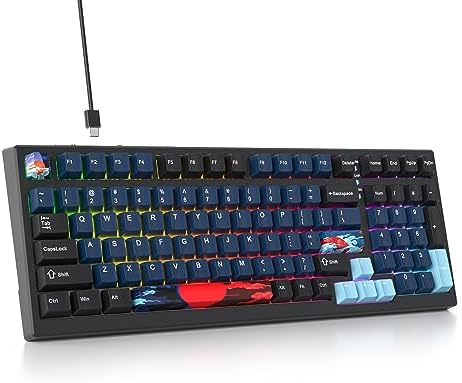 Transform Your Gaming Setup with the 75% Monster B Wired Mechanical Keyboard – 82 Keys, Gasket Mount Design, Hot-Swappable White Switches, RGB Lighting, Programmable Features for Mac/Windows – Unmatched Speed and Comfort for Gamers and Professionals