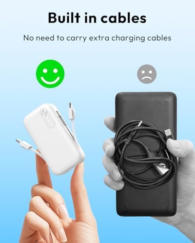 Compact 5000 m Ah Dual Power Bank Set with Integrated Cables – Ultra-Slim Fast Charging Portable Chargers for i Phone & Android | Stylish Travel Power Solutions in Black & Pink for Effortless Energy on the Move