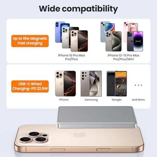 Compact Magnetic Power Bank 5000 m Ah with 20 W Fast PD Charging | Ultra-Slim Design for i Phone 16/15/14/13/12 Pro Max | Lightweight Travel Charger with Enhanced Magnetic Attachment | Advanced Lithium-Polymer Battery & Safety Temperature Control | Effortless Wireless Charging Anywhere | Essential Accessory for On-the-Go Users
