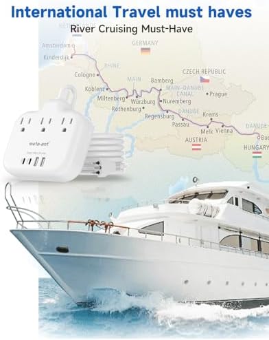 Ultimate Universal Travel Plug Adapter with PD30 W Fast Charging Hub – 3 Multi-Port Connectivity for International Travel, Featuring Dual USB-C & USB-A Outputs, 3 ft Extension Cord for Effortless Power in EU, US, UK, France & Spain – Perfect Solution for Global Adventurers Seeking Reliable Charging Options