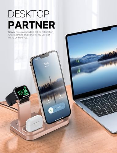Revolutionary 3-in-1 Wireless Charging Dock for Apple Devices – Streamlined Charging Station for i Phone, Apple Watch, and Air Pods with Fast Charging 18 W Adapter in Sleek Graphite Black – Perfect for Home and Office Organization