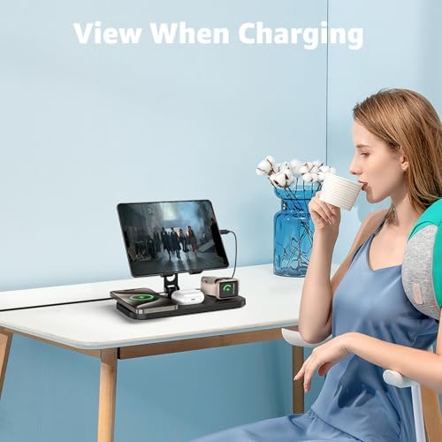 Revolutionary 4-in-1 Wireless Charging Station for Apple Devices – Fast Charge Your i Phone 16 Pro Max, Air Pods Pro 2, i Pad, and Apple Watch Series 10/9/8/7/6 Simultaneously – Sleek Design for Home and Office Use, Enhanced Compatibility and Efficiency