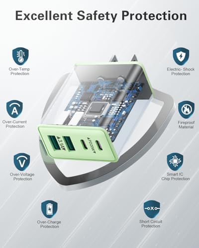 40 W Dual PD Fast Charging 4-Port USB C Charger Block Duo – Universal Compatibility for i Phone 16-11 Pro Max & Samsung Devices – Efficient Multi-Device Power Adapter for Home, Office, and Travel Use