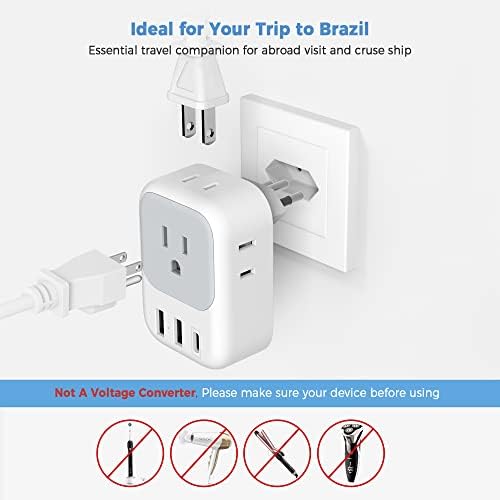 Ultimate European Travel Power Adapter: 4 AC Outlets & 3 Fast Charge USB Ports (1 USB-C PD 20 W) – Compact, Foldable Design for Effortless Connectivity in Spain, France, Germany, Italy, Portugal & Iceland – Versatile Compatibility for All Your Devices