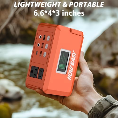 Ultimate HOWEASY 120 W Portable Power Bank – 24000 m Ah High-Capacity Laptop Charger with Dual AC Outlets, Triple DC Ports, and Dual USB QC3.0 Fast Charging – Perfect for Camping, Travel, and Emergency Power Supply with Built-in LED Light