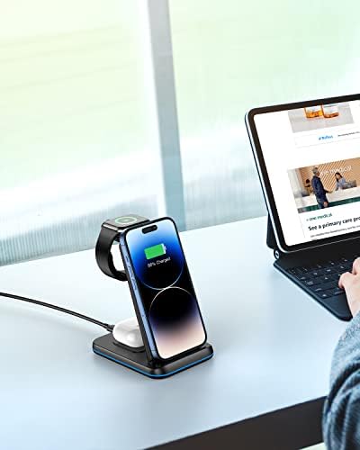 Revolutionary 3-in-1 Foldable Wireless Charging Station for i Phone, Apple Watch & Air Pods – Ultra-Portable Travel Charger with Rapid Charging for i Phone 16/15/14/13/12/11/Pro/XR & Air Pods Pro/4/3/2 – Perfect Solution for Mobile Professionals and Adventurers