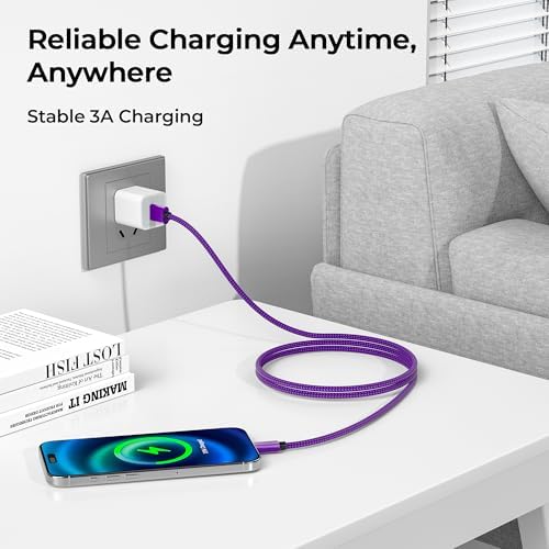 Premium Car Play Charging Cable Set for i Phone 16/15 Pro Max – 3-Pack (3.3 FT, 6.6 FT, 10 FT) USB A to USB C – Fast Data Transfer & Durable Design for i Pad Pro, Air Pods, Galaxy S24/S23/S22 & More – Enhanced Compatibility for Effortless Connectivity and Navigation