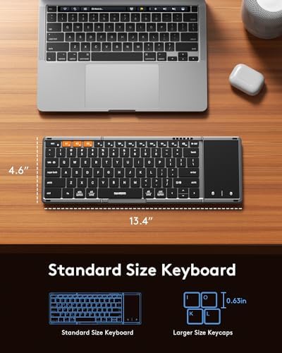 Samsers Portable Foldable Bluetooth Keyboard with Touchpad – Multi-Device Wireless Travel Companion for i OS, Android, Windows & Mac OS – Effortless Workflow with Bluetooth 5.1 and Long Battery Life – Perfect for On-the-Go Professionals
