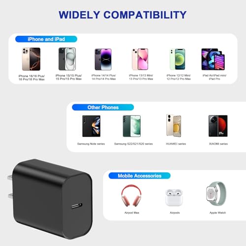 Ultimate 3-Pack USB-C Fast Charger for i Phone 16/15 – 20 W Power Delivery Quick Charge Adapter for i Pad Pro, Air Pods & More – Compact, Reliable & Safe Charging Solution for Home, Office, and Travel