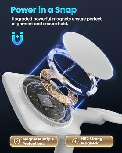 Joy Geek 3-in-1 Foldable Wireless Charging Station for Mag-Safe i Phone – Ultimate Travel Dock for i Phone 12-16 Pro Max, Apple Watch Series 4-10, and Air Pods Pro 2/3/4 – Fast, Compact, and Convenient Power Solution for On-the-Go Charging