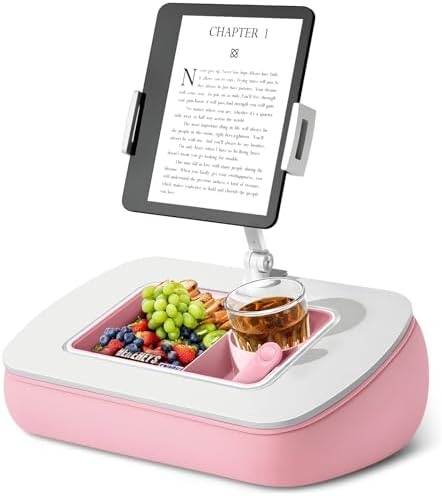 Ultimate Comfort Lap Beanbag Tablet Pillow Stand with Integrated Snack Bowl – Adjustable 360° Rotating i Pad Holder for 4.7″-13″ Devices – Perfect for Hands-Free Reading and Relaxation on Bed, Couch, or Recliner in Stylish Gray – Enhance Your Leisure Experience Today!