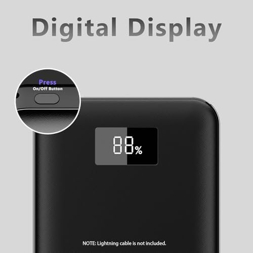 Ultra-Slim 10,000 m Ah Miady Power Bank – Dual USB-C Fast Charging Pack with LED Display for i Phone 16/15 & Galaxy S24/S22 – Perfect Travel Companion for On-the-Go Charging