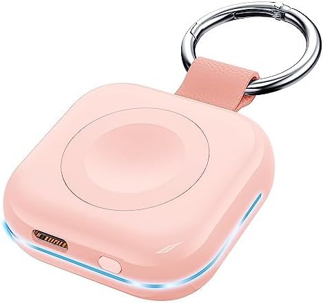 HUOTO Compact Magnetic Wireless Charger for Apple Watch – 1200 m Ah Portable Power Bank Keychain, Compatible with Series 10/9/8/Ultra 2/Ultra/7/6/5/4/3/2/SE, Ideal Travel Accessory for Effortless Charging On-the-Go