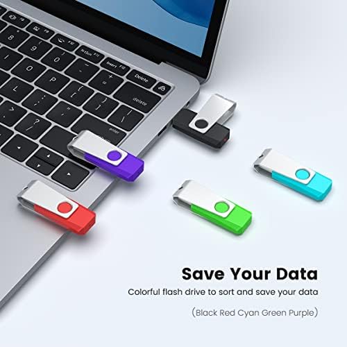 Colorful 5-Pack 64 GB USB Flash Drives by Aiibe – Versatile Data Storage Solution with Enhanced Speed and Compatibility – Stylish and Portable Thumb Drives in Black, Red, Cyan, Green, and Purple for Easy File Organization and Backup