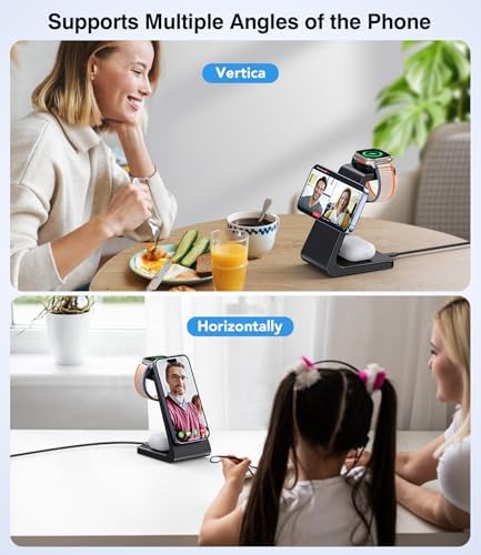 Ultimate 3-in-1 Wireless Charging Hub for Apple Devices: Fast Charging Dock for i Phone 16/15/14/13/12, Apple Watch Series 1-10, and Air Pods Pro with 20 W Adapter – Sleek Bedside Solution for a Clutter-Free Lifestyle