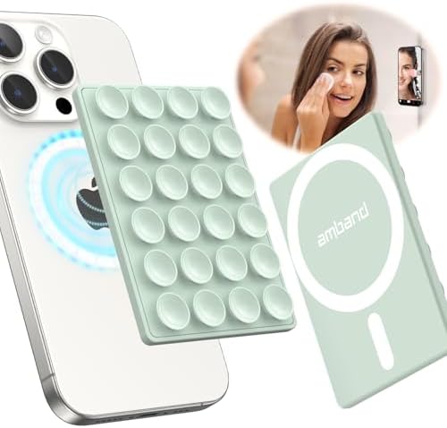 Mag Safe Sticky Octo Suction Buddy Phone Mount – Versatile Hands-Free Magnetic Phone Grip for i Phone | Trendy White Design with Adapter Ring | Unmatched Stability & Convenience for Active Lifestyles | Ideal Gift for Moms and Women Enthusiasts