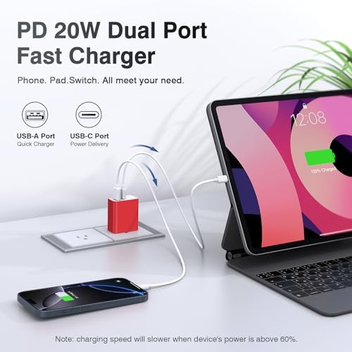 LCGENS 20 W Dual Port USB C Wall Charger Block – 2-Pack Fast Charging Power Adapter for i Phone 11/12/13/14/15/16 Pro Max, i Pad Pro, Samsung Galaxy – Portable and Efficient Charging Solution for Multiple Devices