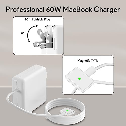 60 W T-Tip Magnetic Mac Book Charger – High-Speed Power Adapter for Mac Book Air & Pro 13-Inch Retina (2012-2015) – Reliable Charging with Smart Protection Features and LED Status Indicator