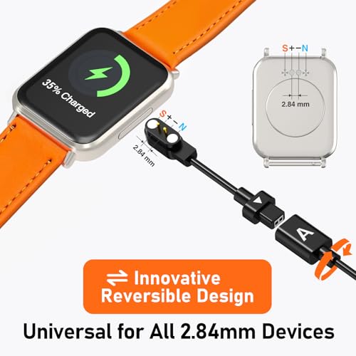 Revolutionary Dual-Pack AB284 Magnetic Reversible Charger – Fast 2.84 mm Pin-Pitch Cable for Smartwatches & Bone Conduction Headphones – Superior Durability & Convenience for Tech Savvy Users – Hassle-Free Power Solution for On-the-Go Lifestyles