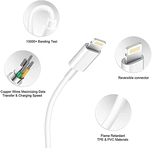 Apple MFi Certified i Phone Charger Set – 2 Pack Lightning Cables with Fast USB Wall Adapter for Quick Charging of i Phone 14/13/12/11 Pro/10/XS MAX/XR/8/7/6 s/6 Plus – Ultimate Compatibility and Durability for On-the-Go Power Solutions