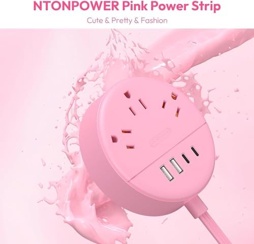 25 ft NTONPOWER Power Strip with 3 AC Outlets & 4 USB Charging Ports – Versatile Wall Mountable Desktop Solution for Home, Office, and Dorm – Sleek White Design for Enhanced Connectivity and Efficiency