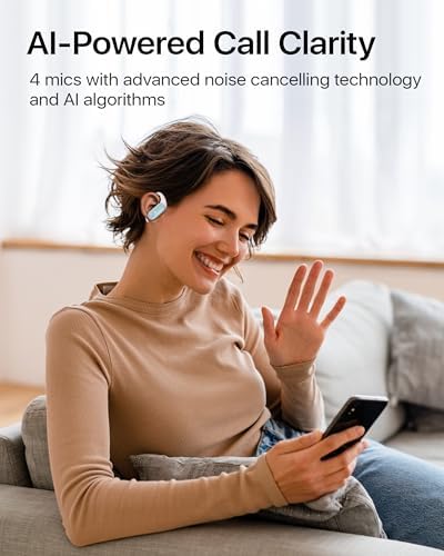 Maximize Your Fitness Journey with NS18 Wireless Earbuds – 12-Hour Playtime, Sweatproof Design, Tailored Sound via Custom App, and Robust 13 mm Bass Drivers for Deep Audio Experience, Featuring Bluetooth 5.3 for Seamless Connectivity (Black) – Ideal for Active Lifestyles and Audiophile Enthusiasts