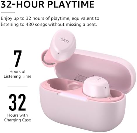 TOZO A1 Wireless Earbuds – Bluetooth 5.3 Lightweight IPX5 Waterproof Earphones with Dual Mic for AI Calls, Immersive Sound Experience, Customizable 32 EQ Presets via App, Ergonomic Fit & Portable Charging Case for Active Lifestyles
