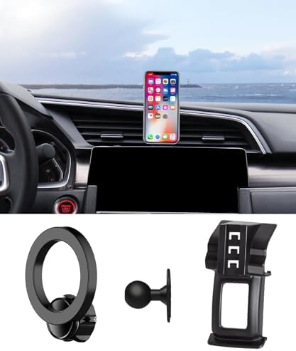 Maser Weller Premium Car Phone Holder for 2016-2021 Honda Civic – Mag Safe Compatible Air Vent Mount for 4-7 Inch Smartphones, Hands-Free Design for Enhanced Safety and Convenience, Effortless Installation and Sleek Aesthetic