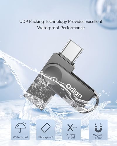 128 GB Dual USB Type C + A OTG Flash Drive – Waterproof Metal Swivel Design for Fast Data Transfer – Ideal Thumb Drive for PC, Laptop, Tablet, i Phone 15 & Android Devices – Portable Storage Solution for On-the-Go Professionals and Students