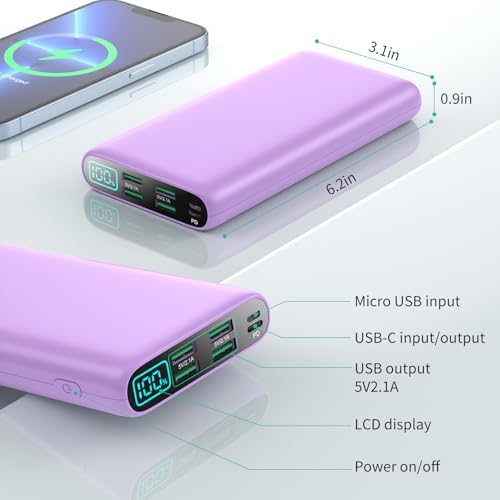 High-Capacity 38800 m Ah Portable Power Bank with LCD Display – Multi-Device Charger Featuring 5 USB Outputs and USB-C Connectivity for Fast Charging – Ideal for i Phone 16/15/14/13 Pro, Samsung Galaxy, Pixel, and Nexus – Ultimate On-the-Go Charging Solution in Blue