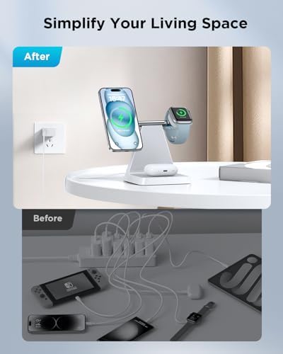 Revolutionize Your Charging Experience with the 3 in 1 Magnetic Wireless Charger – Fast, Compatible, and Space-Saving Solution for Smartphones, Smartwatches, and Earbuds