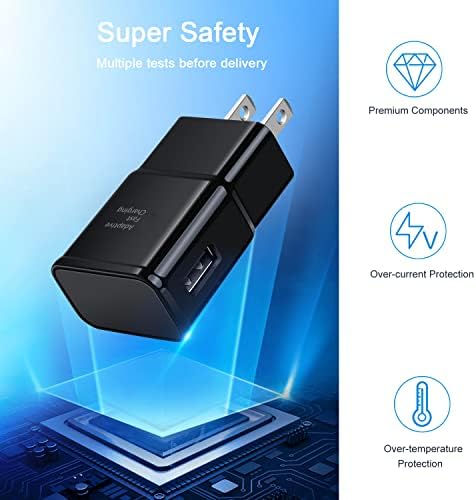 Qihop Adaptive Fast Charging USB Wall Charger Kit – 2-Pack with 6 ft USB Type C Cable for Samsung Galaxy Devices – Rapid Charging Solution for Galaxy S21/S20/S10+/S10 e/S9/S8 Plus, Note 10+/20, A14/A53/A71 – Enhanced Speed & Compatibility for Busy Lifestyles