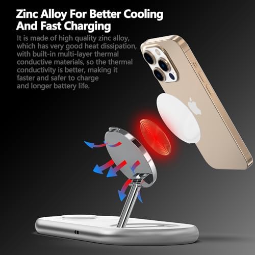 2025 Enhanced 3-in-1 Charging Station for Apple Devices | Fast Magnetic Mag-Safe Wireless Charger for i Phone 16/15/14/13/12, Apple Watch 1-10/Ultra, & Air Pods Pro | Sleek Silver Design | Compact & Portable Charging Solution for Home and Travel | Superior Compatibility and Rapid Charging Efficiency