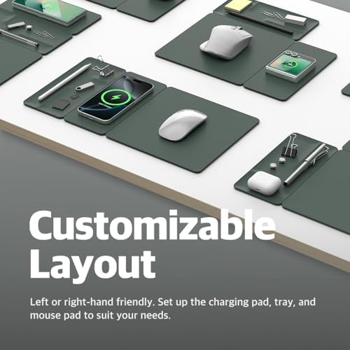 Enhance Your Workspace Efficiency with the POUT H3 Split Wireless Charging Mouse Pad – Fast Qi Charger for Seamless Device Power, Magnetic Alignment for Precision Use, Premium Anti-Slip Surface in Elegant Midnight Blue – Perfect for Smartphones and Earbuds – Elevate Your Productivity with Style and Functionality