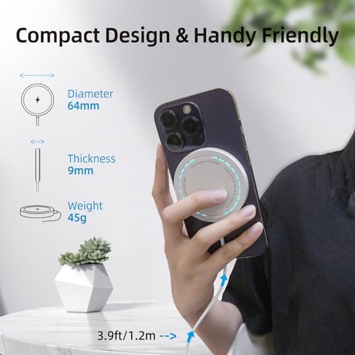 Magnetic Fast Wireless Charger Pad for i Phone 16/15/14/13/12 – 15 W Max Power, Sleek Purple Design, USB-A Compatibility for Effortless Charging Solutions