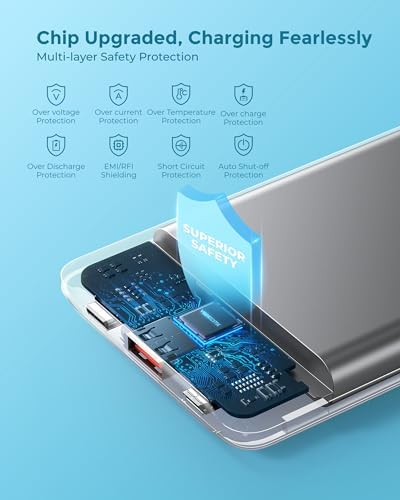 VEEKTOMX 10,000 m Ah Ultra-Slim Portable Charger – 22.5 W Fast Charging Power Bank for i Phone, Samsung, Google & Tablets – Lightweight USB-C Battery Pack in Stylish Blue – Your Essential Mobile Charging Companion for All-Day Power