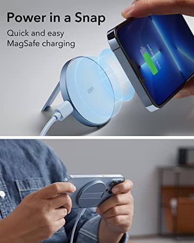 ESR Mag Safe 15 W Wireless Charger – Dual USB-C Charging Pad for i Phone 16 Pro Max, 16 Pro, 16, 16 Plus, 15, 14, 13, 12, and Galaxy S25 – Sleek Desert Titanium Finish – Effortless Magnetic Alignment for Air Pods Pro/3/4 – High-Speed Charging & Enhanced Device Compatibility