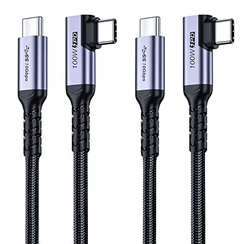 Right Angle Short USB 4 Cable Duo [1.5 FT] – 240 W Fast Charging & 40 Gbps Data Transfer with 8 K Video Support for i Phone 16, Mac Book & Galaxy S23 – Ideal for Compact Spaces and Enhanced Connectivity