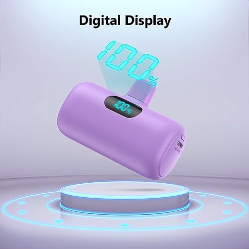 Ultra-Compact 2 Pack Mini Portable Charger 5200 m Ah with PD Fast Charging & LCD Display – Stylish Battery Backup Power Bank for i Phone 14/13/12/XR/7/6 – Your Essential On-the-Go Charging Solution