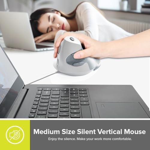 Elevate Your Comfort: De LUX Wired Vertical Ergonomic Mouse for Medium Hands – 6 Programmable Buttons, 4200 DPI Precision, and Removable Palm Rest to Alleviate Wrist Pain and Carpal Tunnel Symptoms – Ideal for Enhanced Productivity and Seamless Compatibility Across Operating Systems