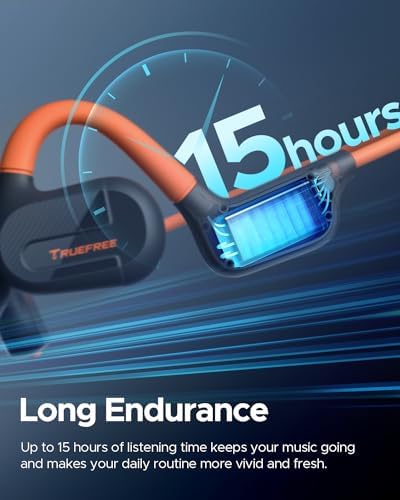 truefree F2 Open Ear Bluetooth 5.3 Sport Headphones – Wireless Air Conduction Earbuds with 16.2 mm Enhanced Bass, Dual Mic for Clear Calls, 15-Hour Playtime, Multipoint Connection, and App Control for Ultimate Compatibility and Performance