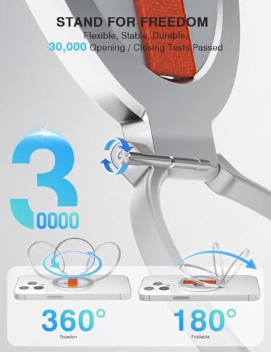 Revolutionary Grat 2 Magnetic Phone Grip Kickstand with Elastic Finger Strap – Ultimate Dual-Sided Magnet Ring for i Phone 16, 15, 14, 13, 12 Pro Max – Secure, Stylish, and Versatile Phone Accessory in Sleek Silver for Enhanced Usability and Hands-Free Experience