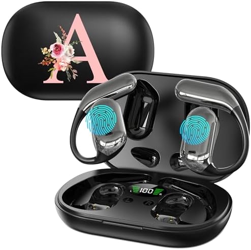 Floral Initial Personalized Wireless Earbuds with Advanced AI Language Translation – Premium Noise Cancelling Bluetooth Headphones for Stylish Communication – Ideal Mother’s Day Gift for Tech Enthusiasts and Culture Lovers