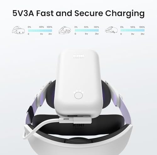 Elevate Your Gaming Experience with the KIWI Design B1 Plus 10000 m Ah Power Bank – Ultimate Compatibility for Meta Quest 3 S/Quest 3/Quest 2 Accessories, Lightweight & Ergonomic for Extended Playtime with Balanced Head Pressure, Fast Charging Power Bank for Uninterrupted Gameplay