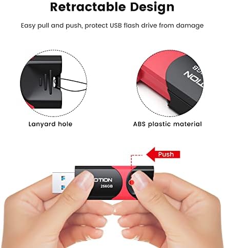 KOOTION 256 GB USB 3.0 Flash Drive – High-Speed Retractable Thumb Drive with Rugged Design and LED Indicator for Reliable Data Storage and Transfer – Ideal Memory Stick for Professionals and Students