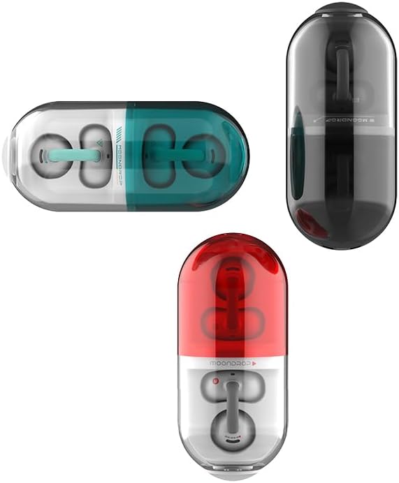 Moondrop Pill Open Ear Headphones: Premium Wireless IPX4 Ear Clip Earbuds for Gamers and Active Lifestyles | Ultimate Comfort with Enhanced Connectivity, Immersive Sound, and Ambient Awareness in Sleek Black Design